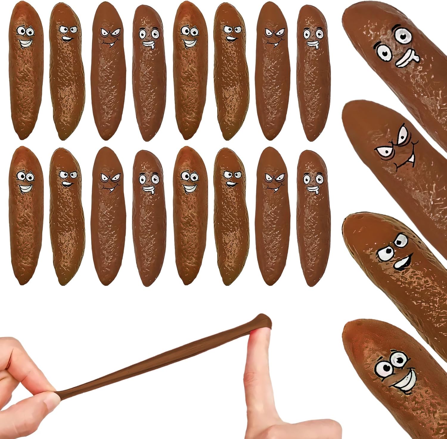 16Pcs Poop Fake Poop Finger Slingshot, White Elephant Gifts for Adults Stocking Stuffers Flying Shooting Toys for Kids Fake Poop Novelty Slingshots for Adults