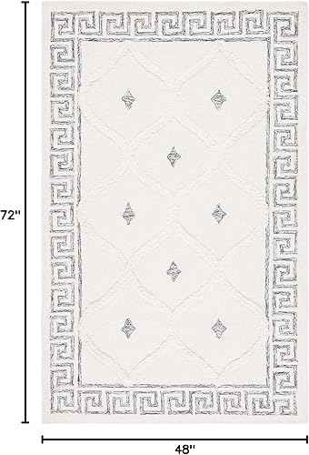 Miniatura 10 de Safavieh Casablanca Collection CSB988A - Alfombra de lana de enrejado con borde griego y borde de llave griega 5 x 8 pies color marfilnegro