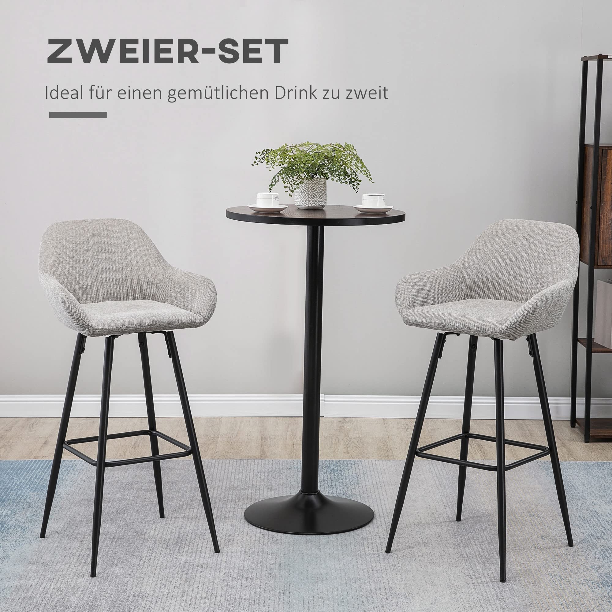 Höhenverstellbare Barhocker HOMCOM Barhocker 2er Set - Höhenverstellbar Mit Rückenlehne Dunkelgrün Höhenverstellbarer Hocker
