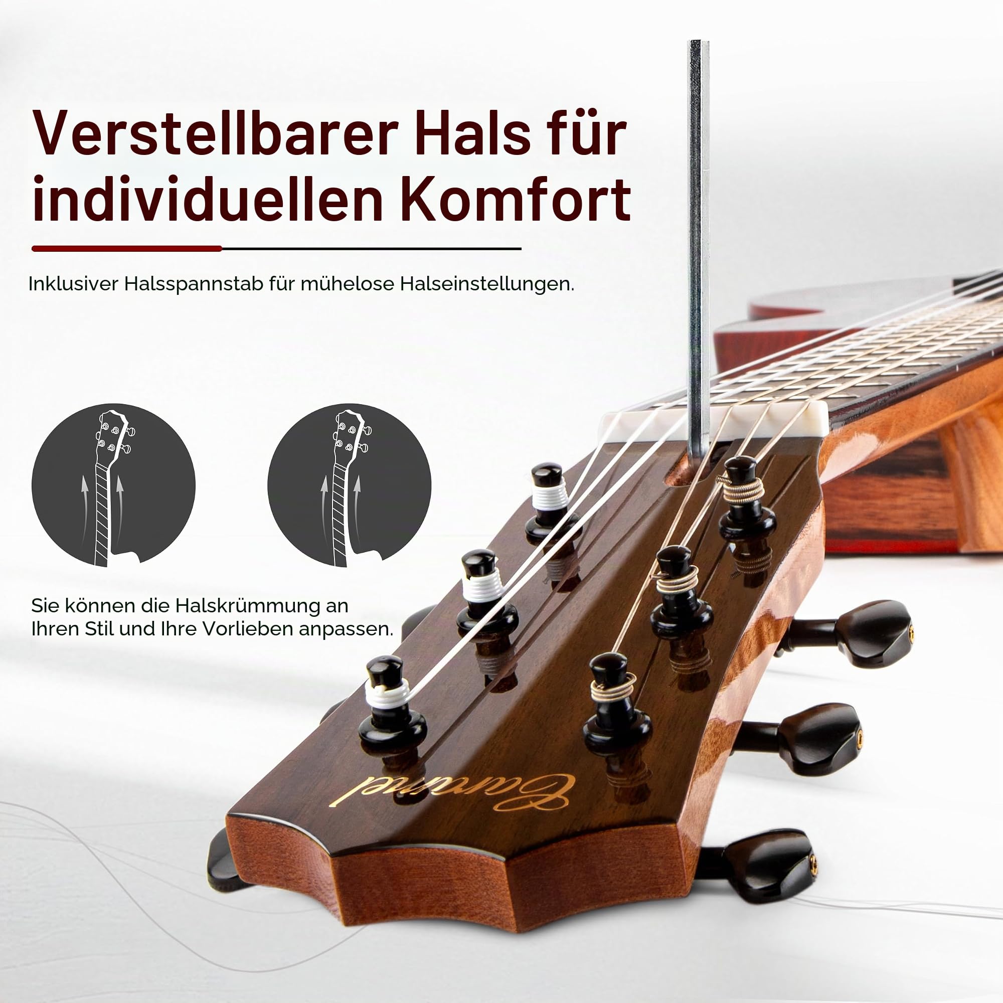 Caramel GEG91 Gitarrengitarre mit Cutaway, Ebenholz, glänzend, 76,2 cm | Handgefertigtes professionelles akustisches und elektrisches Gitarrenset mit Zubehör für Reisen