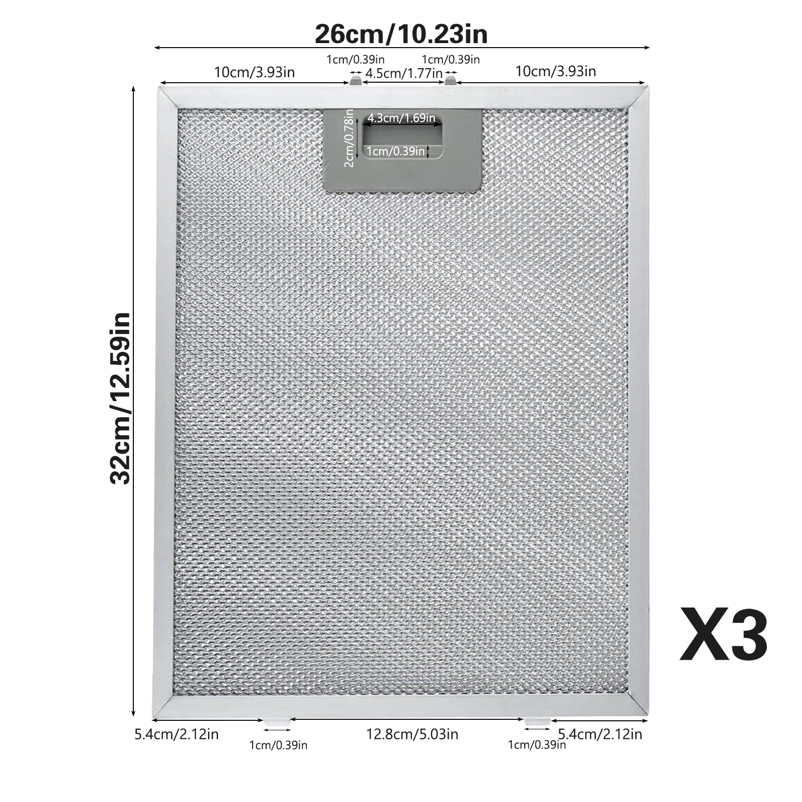 Filtro Campana Extractora 3 Piezas 320 x 260mm Rejilla Campana Extractora Filtro Aluminio Campana para Muchas Marcas Líderes de Campanas Extractoras — view 2