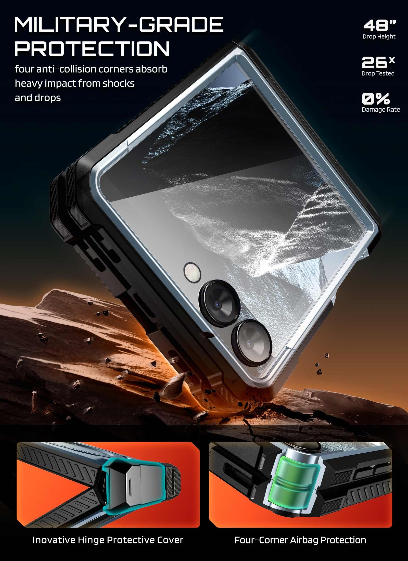 SUPCASE Funda Magnética para Samsung Galaxy Z Flip8 Case con Soporte,Azul