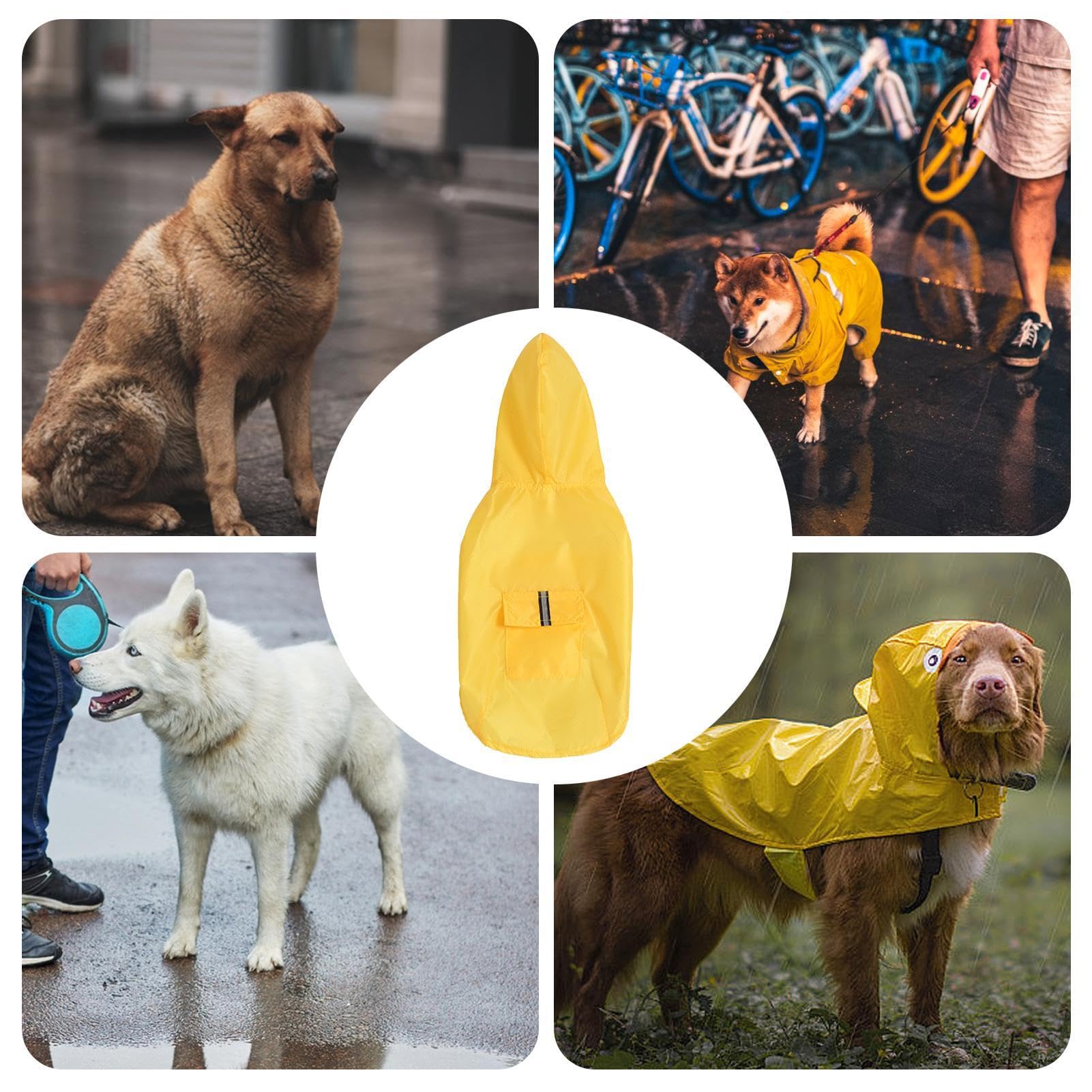 Impermeabile per cani | Poncho riflettente per cani, impermeabile con cappuccio, impermeabile per cani di taglia media e grande