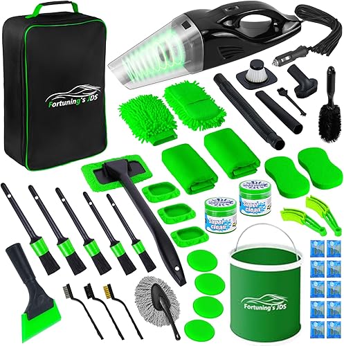 Kit de limpieza interior de automóvil, 47 piezas, kit de limpieza de automóvil, kit de limpieza para el interior del automóvil, kit de lavado de