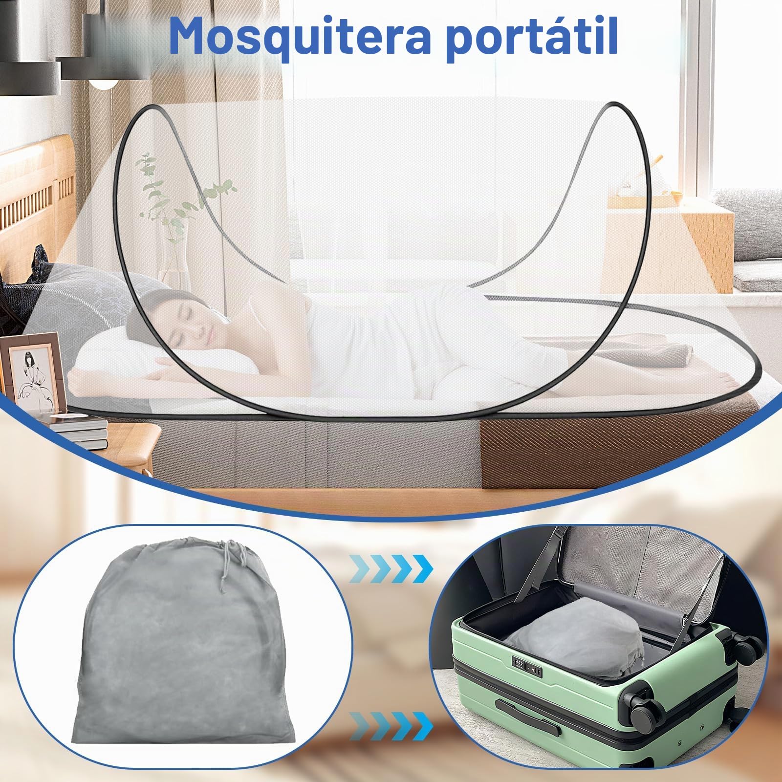 Mosquitera Pop Up, 200 x 80 x 56 cm, plegable, tienda de campaña portátil, familiar, cama para cama, camping, viaje, interior, simple