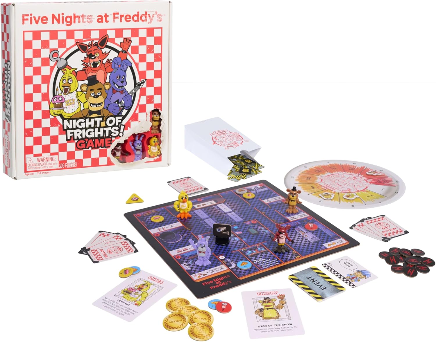 Five Nights at Freddy's Night of Frights Board Game, 109 Pieces, Includes 4 Figures, 2-4 Players, Horror Game for Fans, Kids, Collectors & Families, Ages 8 and Up by Just Play