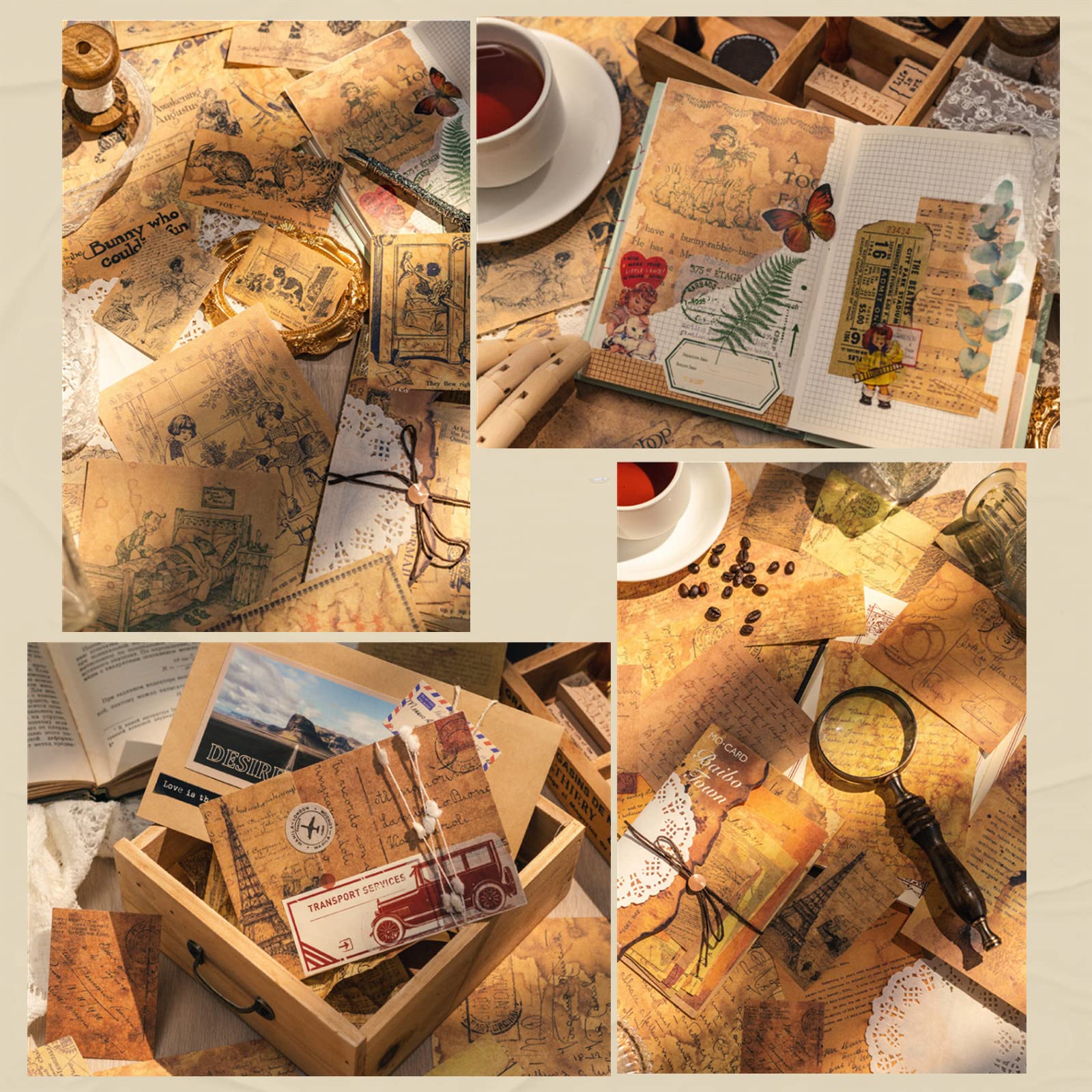 Amazon.co.jp: 160枚 スクラップブック用紙、ビンテージジャーナリング