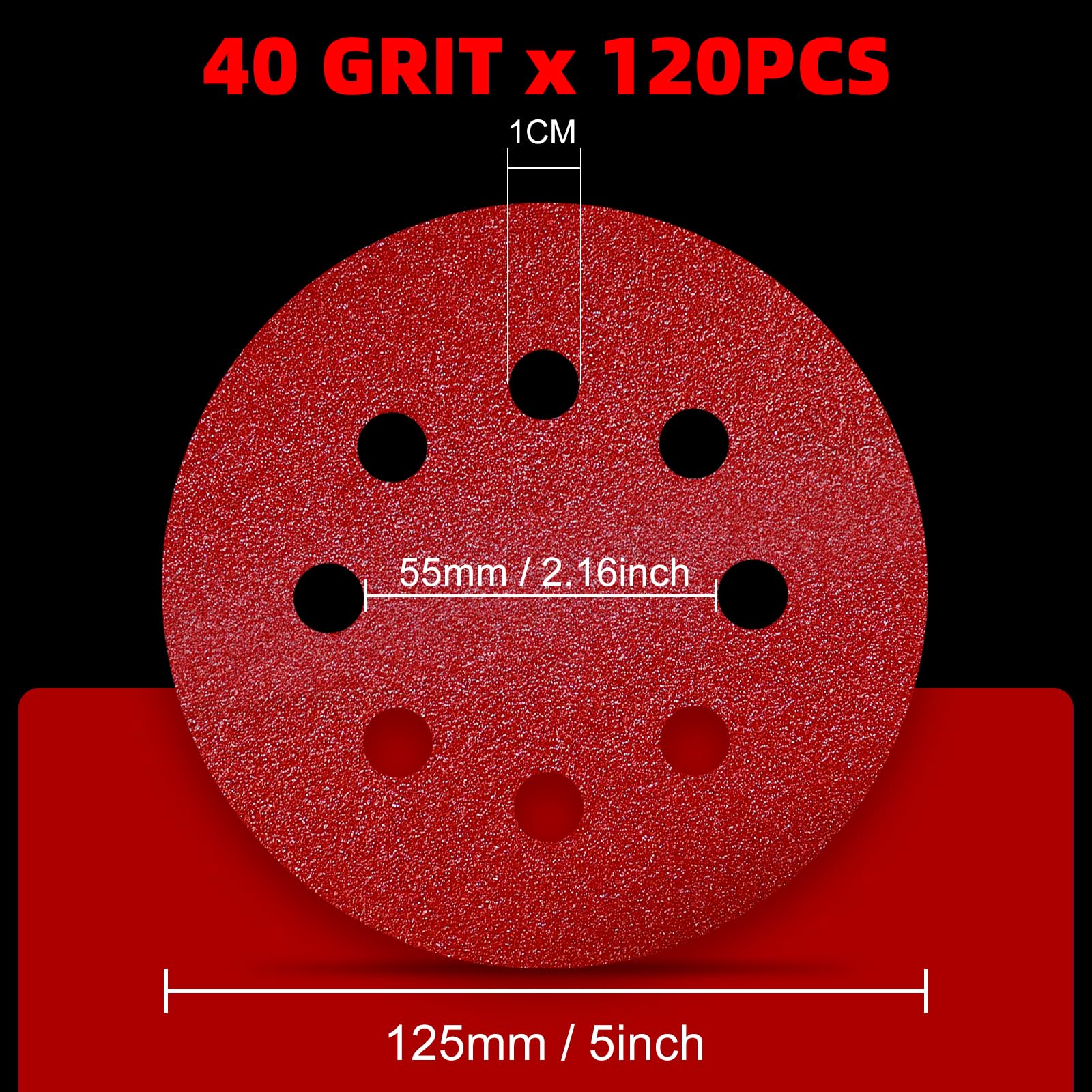 100 Pezzi Dischi Abrasivi ø125mm Per Levigatrice Orbitale - Grana 40/60/80/120/180, 8 Fori Per Aspirazione Polvere - Foto 10