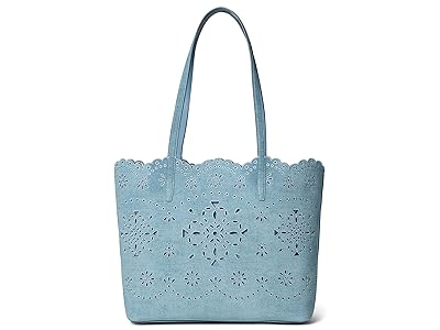 Kate Spade New York Do It All Spade Flower Perforated Denim Large Tote Bag Tote Handbags Blue, Leather/Suede