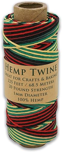 Miniatura 4 de Bobina de cuerda de cáñamo, 225 pies de 0.039 in, cordón de cuentas naturales 100% de cáñamo en tu elección de color (natural) - Resistencia de