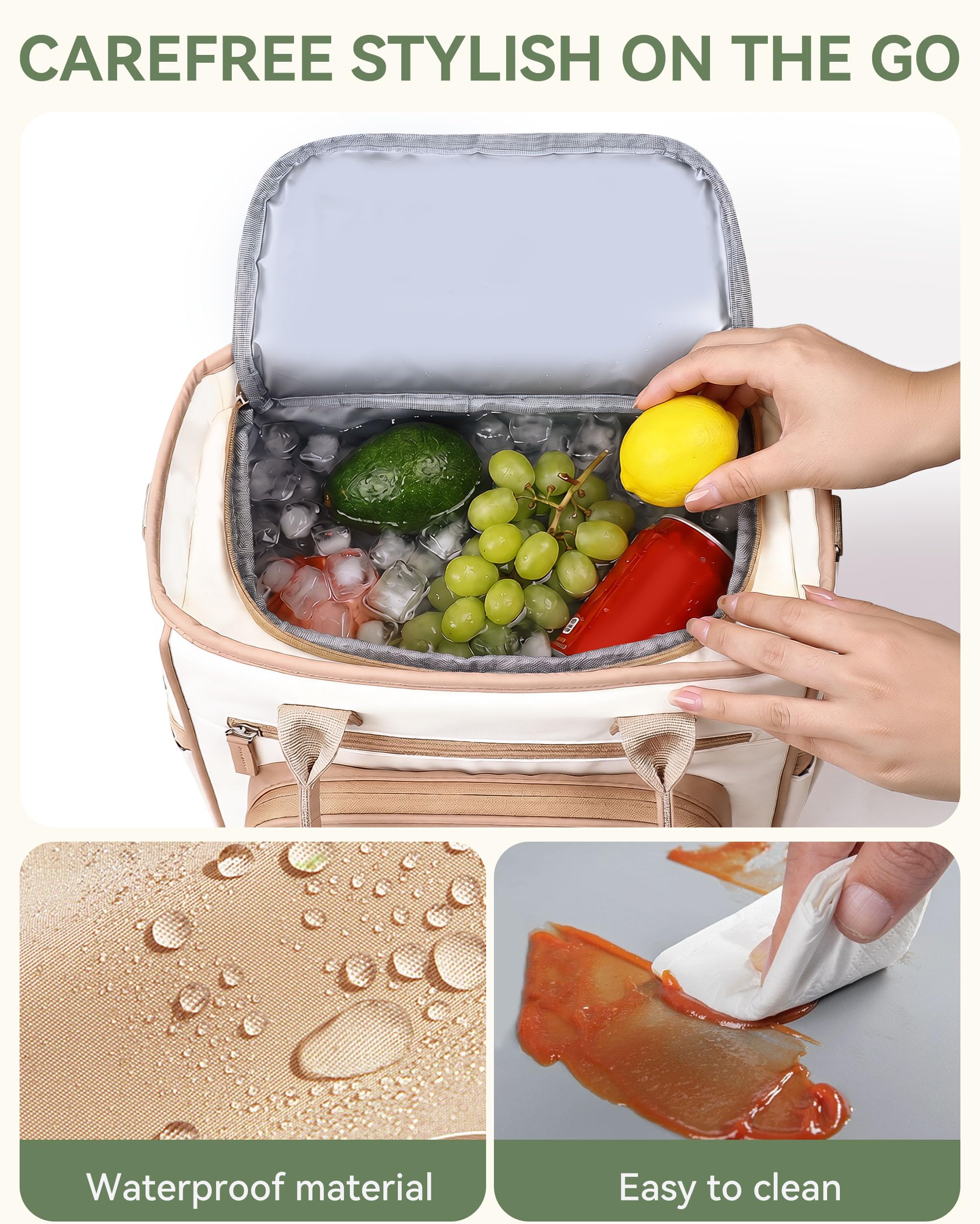 HOMESPON Borsa termica per il pranzo, a prova di perdite, con tasca posteriore e tracolla