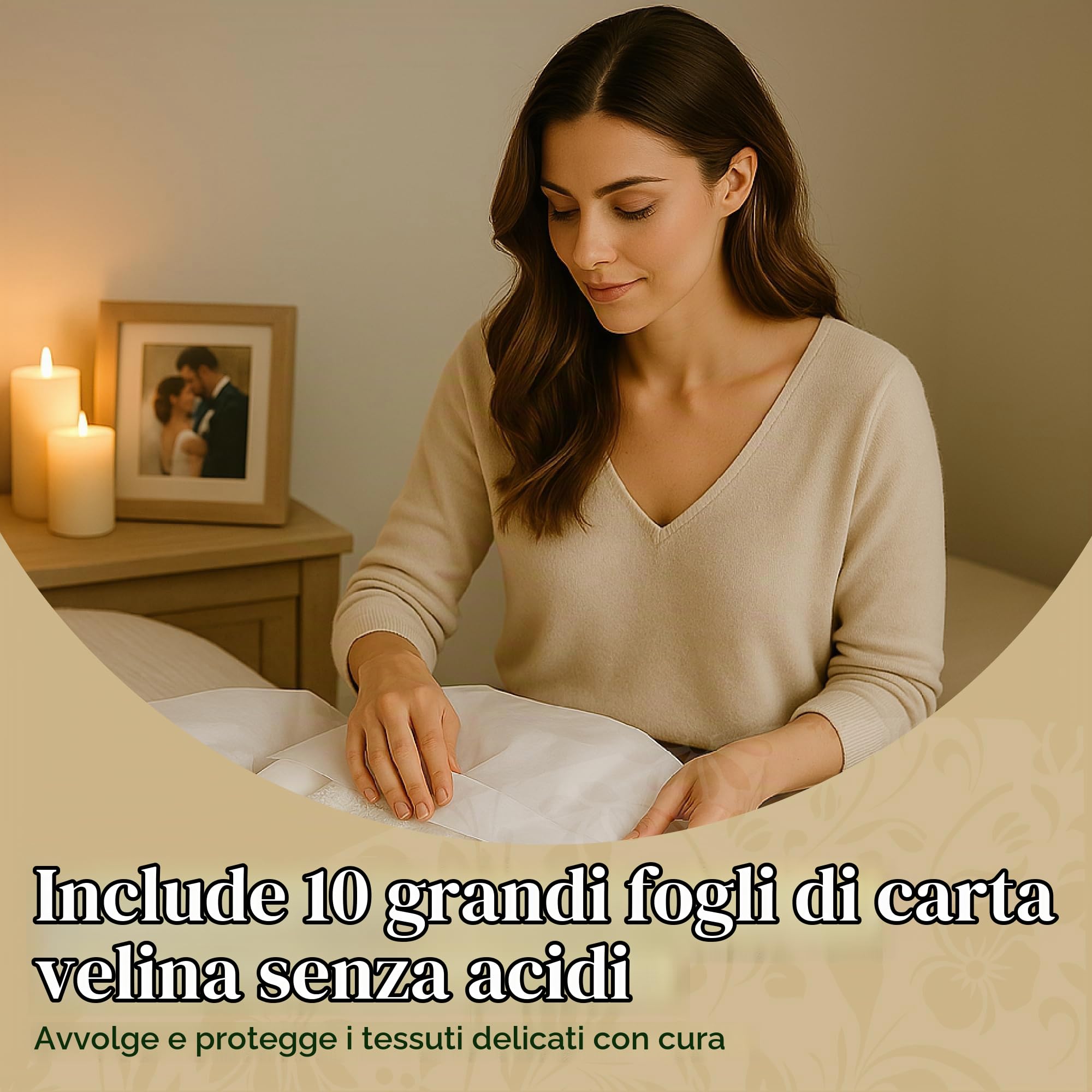 HANGERWORLD Scatola per Vestiti 50x80x20cm in Tessuto Traspirante Avorio con Coperchio per Abito Sposa