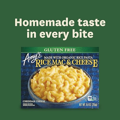 Miniatura 5 de Amy's Comidas congeladas, bandeja de pasta de arroz y queso, hecha con arroz orgánico y queso cheddar blanco, comidas para microondas sin gluten, 9