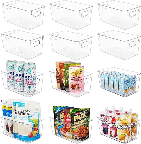 Miniatura 15 de YIHONG Contenedores de almacenamiento de plástico transparente, paquete de 8 contenedores organizadores de despensa con asa para cocina, congelador