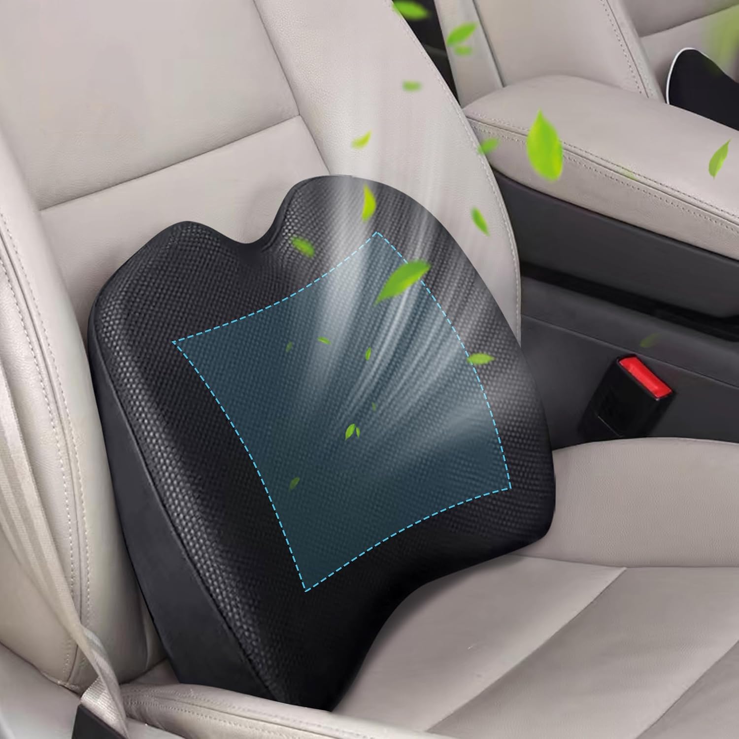 Super Soft Lumbar Support Pillow for Car, 100% Memory Foam Lumbar Pillow with Breathable Removable Cover, Ergonomic Design - Back Pillow Lumbar Support Pillow for Office Chair/Back Pain Relief(Black)