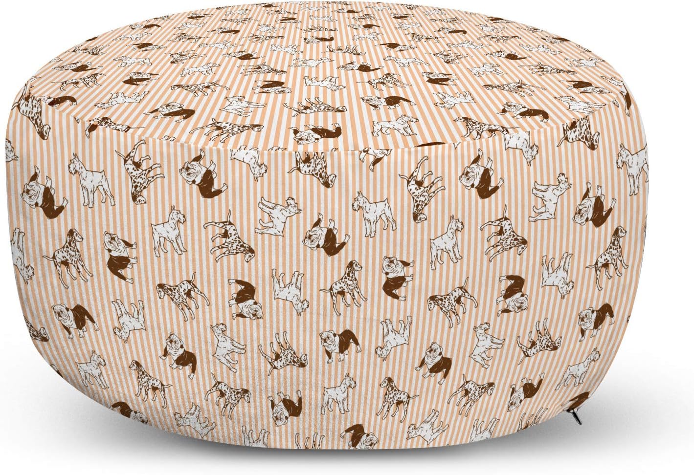Lunarable Dog Ottoman Pouf, Puppy French Bulldog Dalmatian