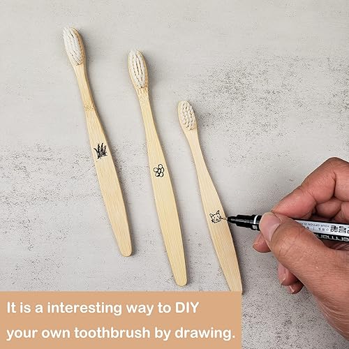 Miniatura 5 de SEVENHEAD 10 cepillos de dientes de bambú cerdas suaves de madera para adultos, cepillos de dientes naturales biodegradables libres de BPA,