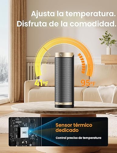 Miniatura 5 de Dreo Calentador de espacio, calentadores eléctricos de 1500 W para uso en interiores con termostato, oscilación de 70°, 8 protecciones de seguridad