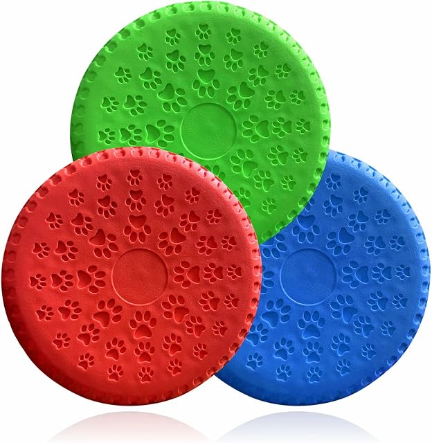 Dog Frisbee Natural Soft Rubber Flying Saucer Durable Pet Frisbees Disc Chew Toy For Land Water Outdoor Training Interactive Fun Play Of Large And Medium Sized Dogs Assorted Color (1 Piece Only)