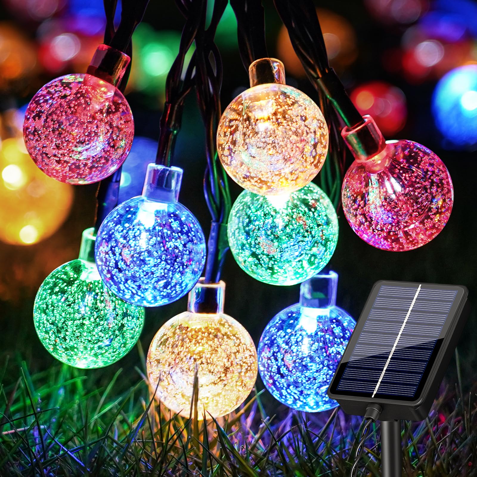 FOMYHEARD Catena Luminosa Esterno Solare, 11M 60LED 8 Modalità Luci da Esterno Giardino, IP65 Impermeabile Luci Esterno Energia Solare per Matrimonio, Festa, Cortile, Balcone, Decorazioni, RGB