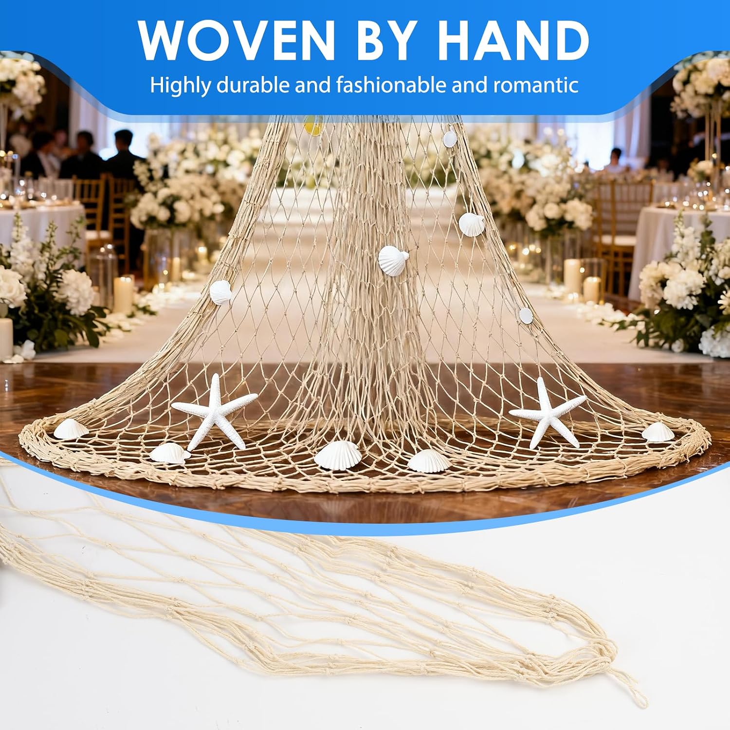 Decorative Fishing Net 100 x 200 cm Beige Mesh Net High Quality for Maritime Wall Decoration, Weddings, Photography and Indoor and Outdoor Events, Fishnet Decoration image 5