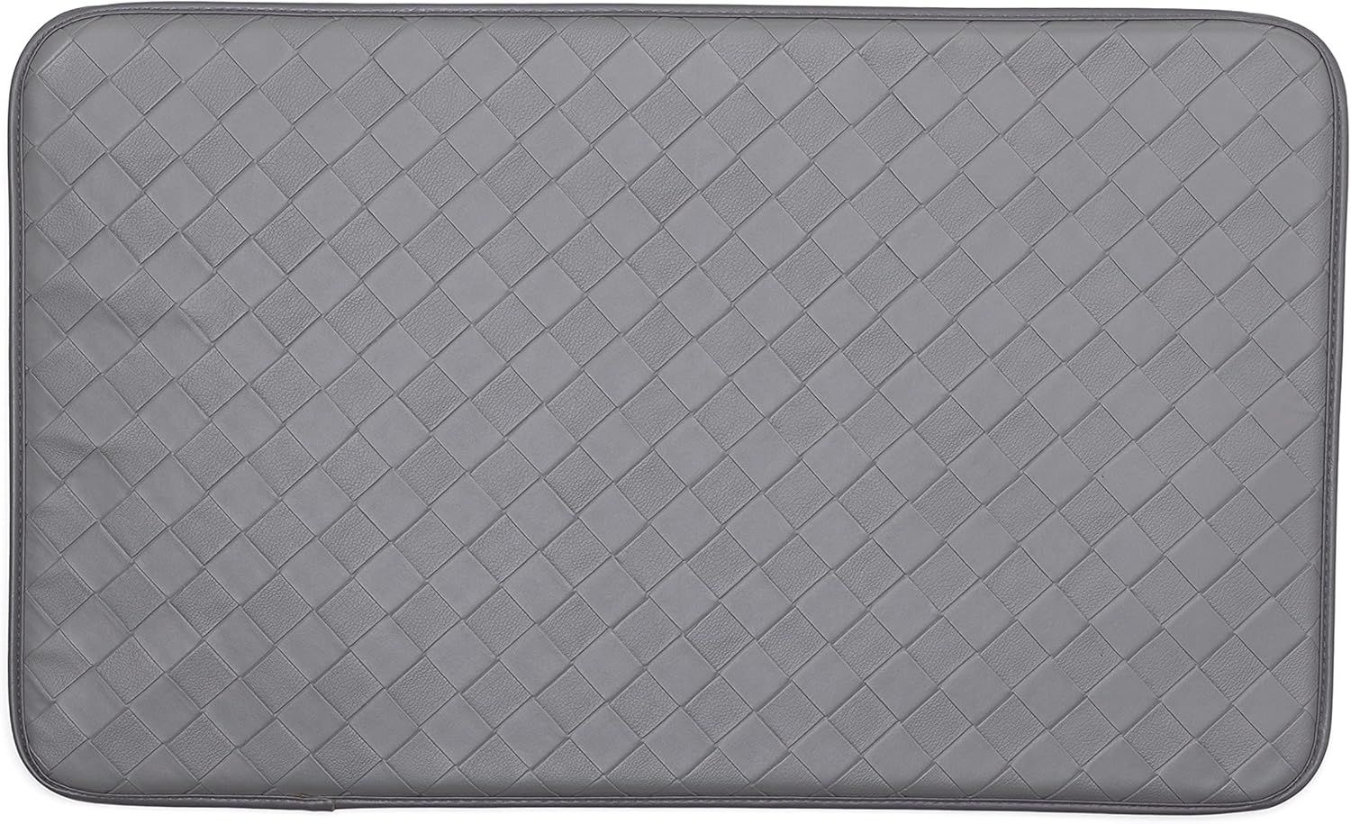 Anti-Fatigue Kitchen Faux Leather Non-Skid Cushioned Comfort Mat, 18" x 30", Diamond Black/Black (2.5F-CAF11-04)