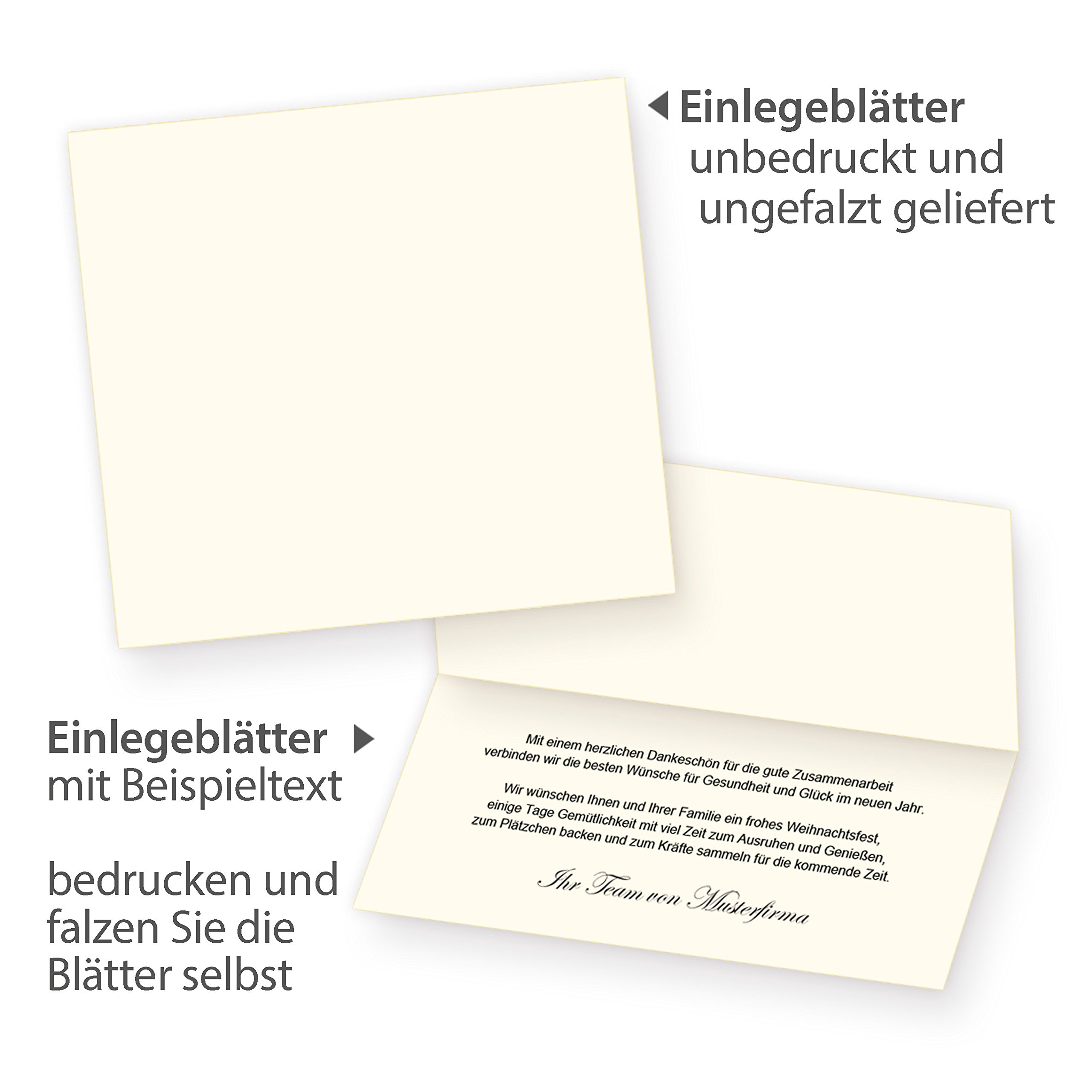 tatmotive Weihnachtskarten Set Schneemann (25 Sets) mit Umschlag und mit Einlegeblätter Einleger zum bedrucken