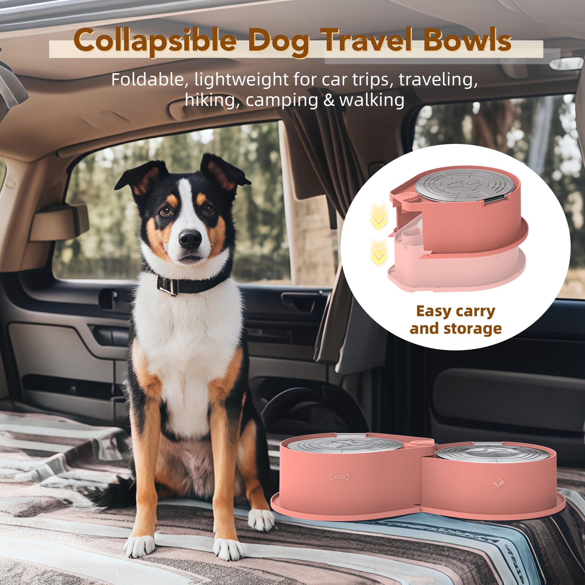 Cuenco doble de acero inoxidable para mascotas con tapa