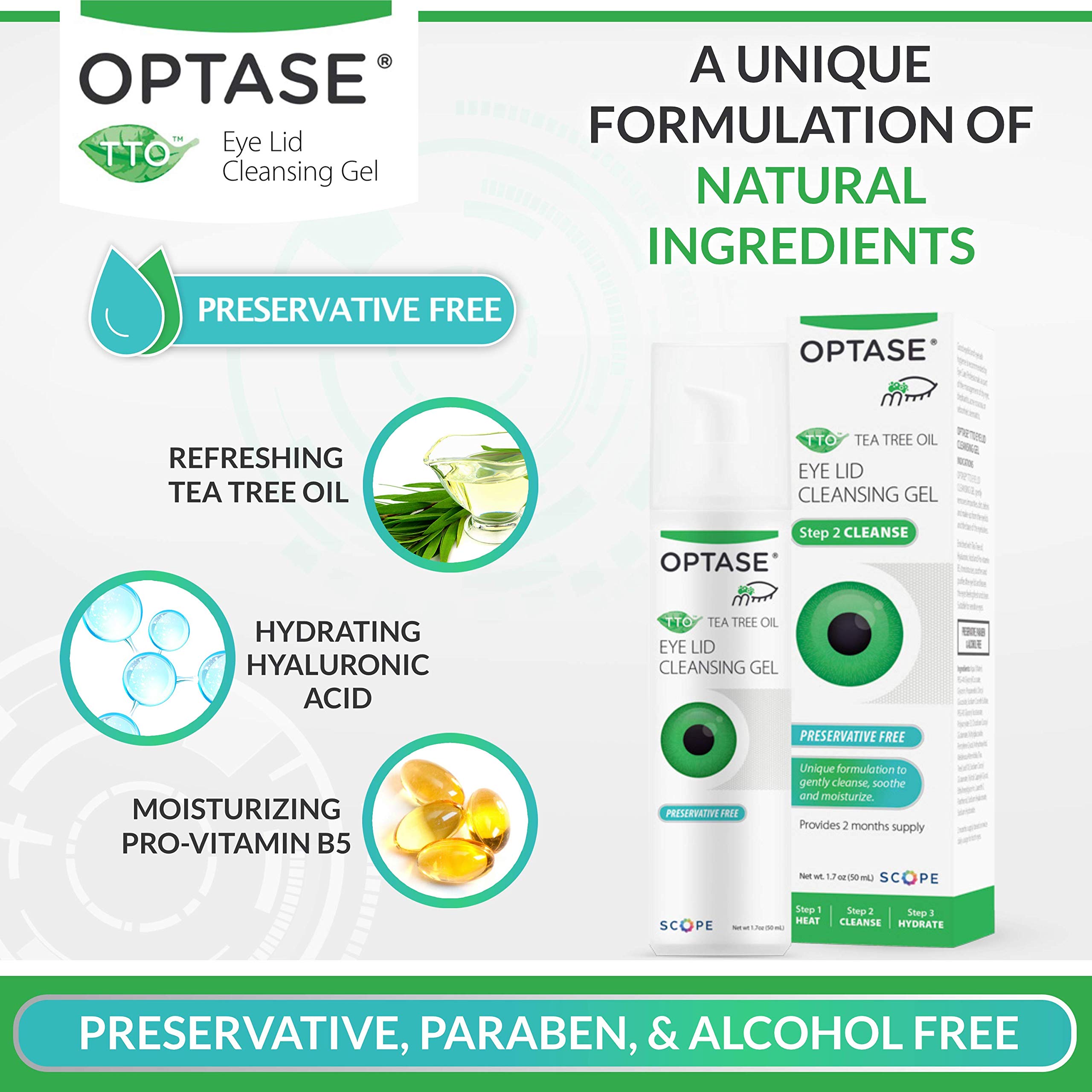 OPTASE TTO Eyelid Cleansing Gel Tea Tree Eyelid Cleanser for Dry Eye Preservative Free