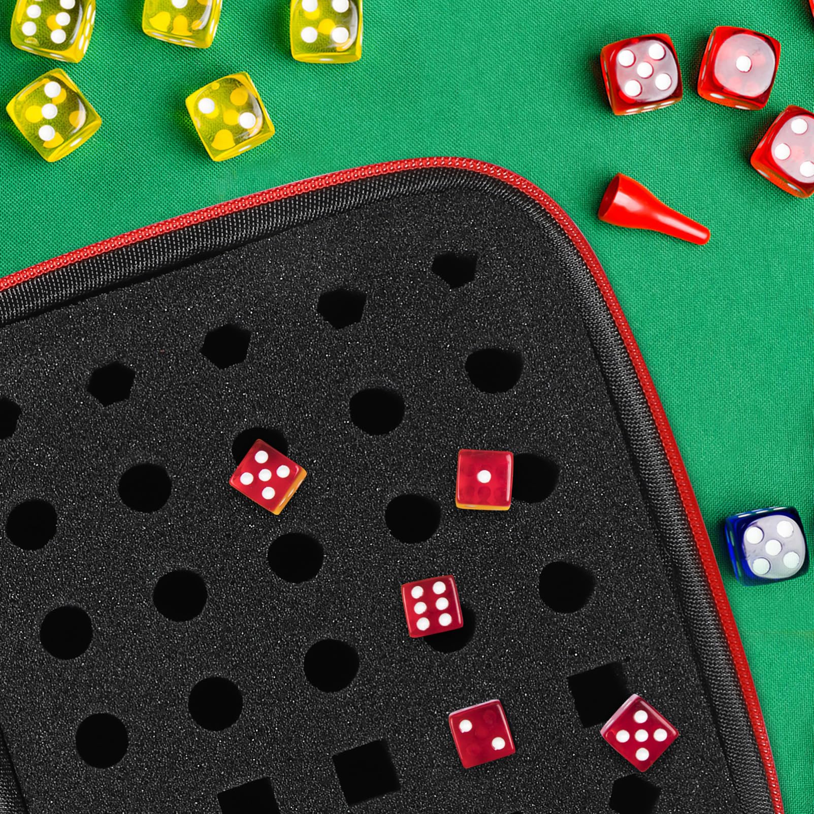 Abaodam Sac à Dés à Poches Étui de Rangement pour Dés Compartimenté Zippé Rangement pour Jeux de Société