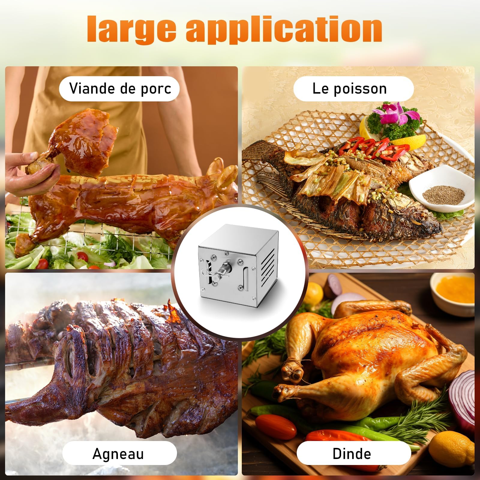 Silnik do grilla 60 kg grill ze stali nierdzewnej piec silnik elektryczny - kurczak koza kurczak grill rożen wrzeciona - do grillowanych potraw 2,5 r/min 220 V