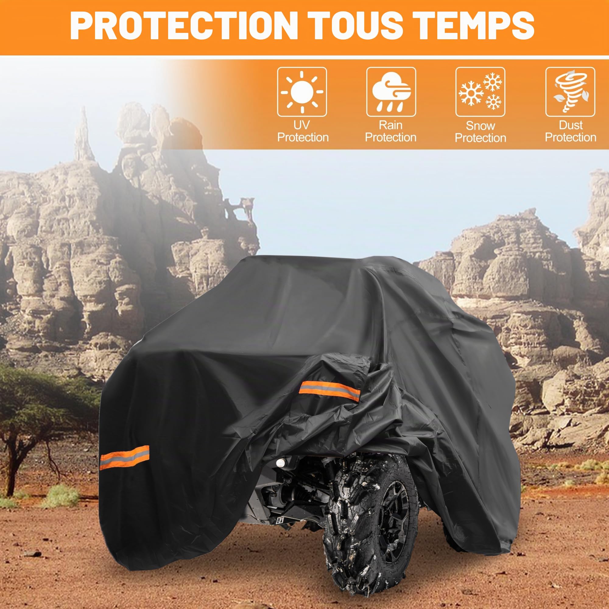 X AUTOHAUX Housse de Protection pour Quad Can-am Outlander XT 700/X Mr 700 étanche à 4 Roues - Protection Contre Le Soleil et la Pluie - 210D-PU - Noir - 230 x 124 x 123 cm