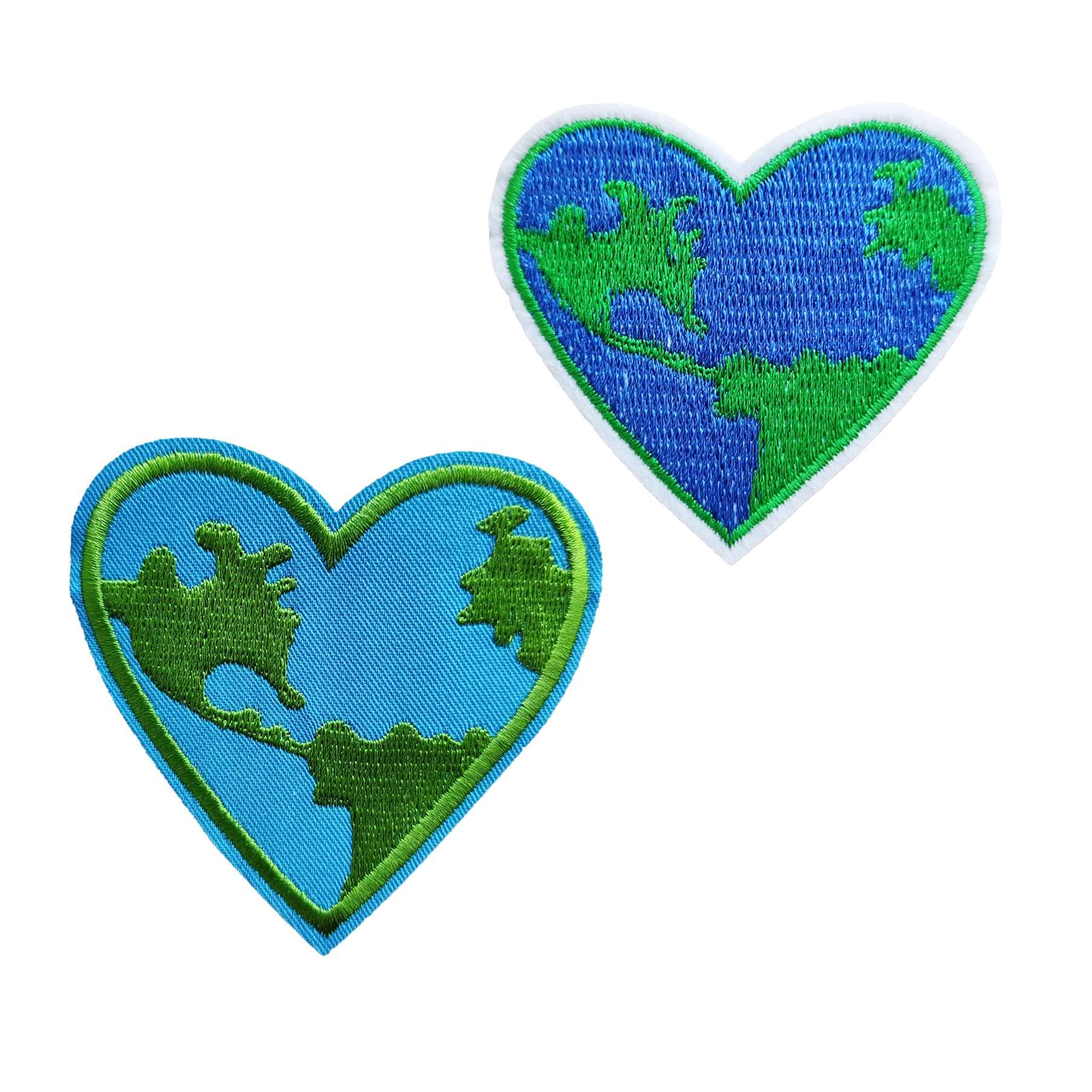 Iron-on Heart Patch, 2Pieces Wanderlust Heart Shape World Map Iron On/Sew on Patch, Embroidered Patch Emblem Badge for Backpacks,Jeans, Jacket (Heart)