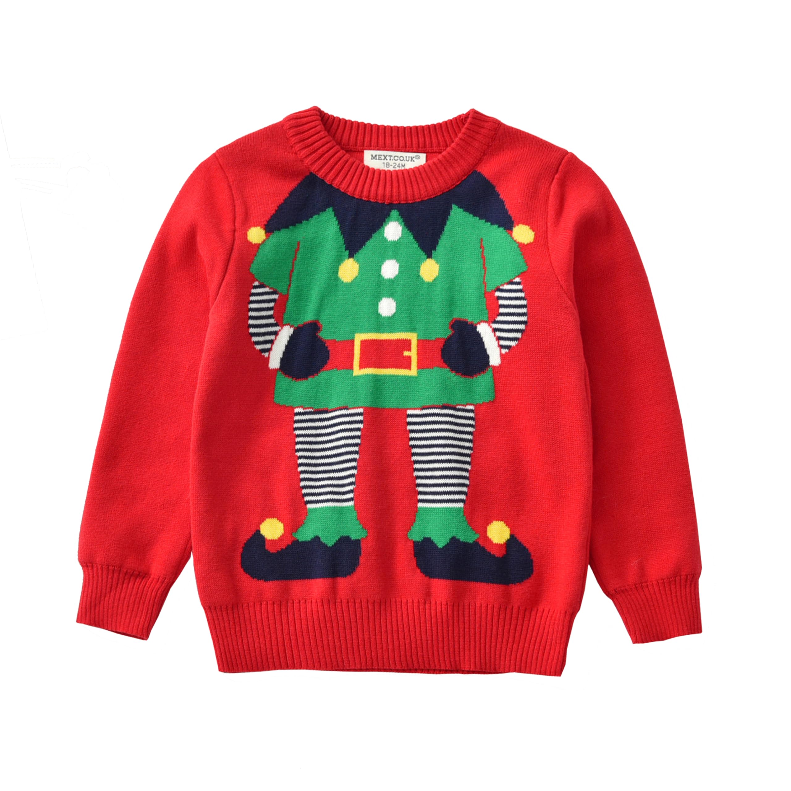 LIKPOJA Kids Christmas Jumper Girls Boys Knitted Christmas Ugly Sweater Toddler Jumpers for Children's Winter Warm Clothes(Knitwear F Elf,1-2Y