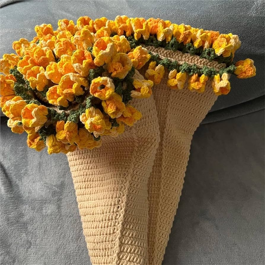 Amazon｜31.5/43.3インチのブーケブランケット、完成品かぎ針