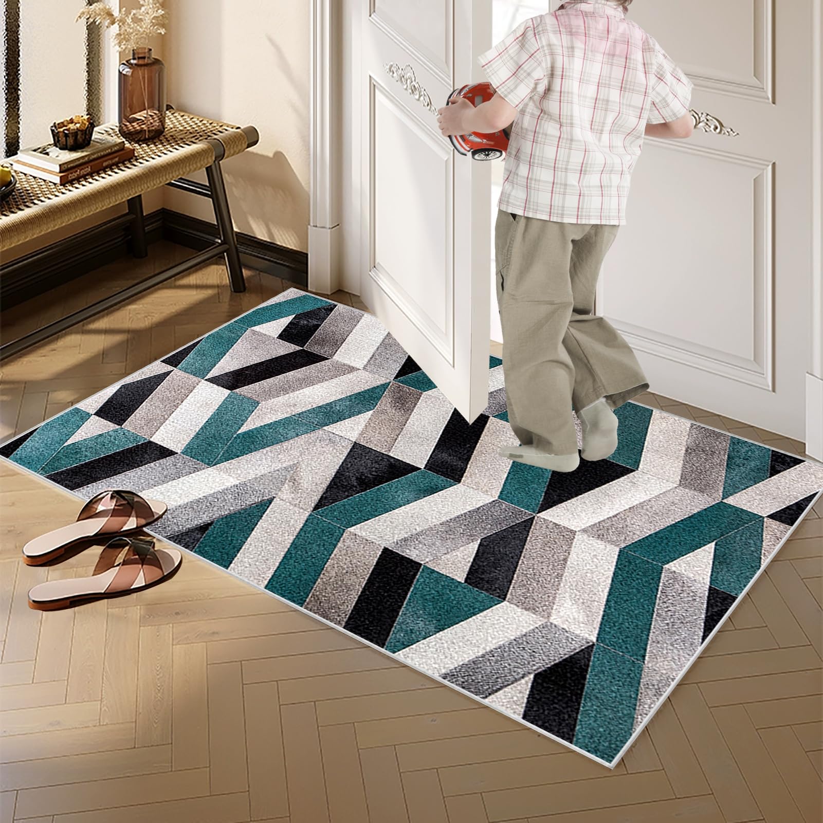 Dywan do długiego korytarza 80 x 250 cm Antypoślizgowy chodnik kuchenny Chłonny chodnik wejściowy dywan do kuchni, zmywalny, dywanik do przedpokoju, kuchni, salonu, sypialni