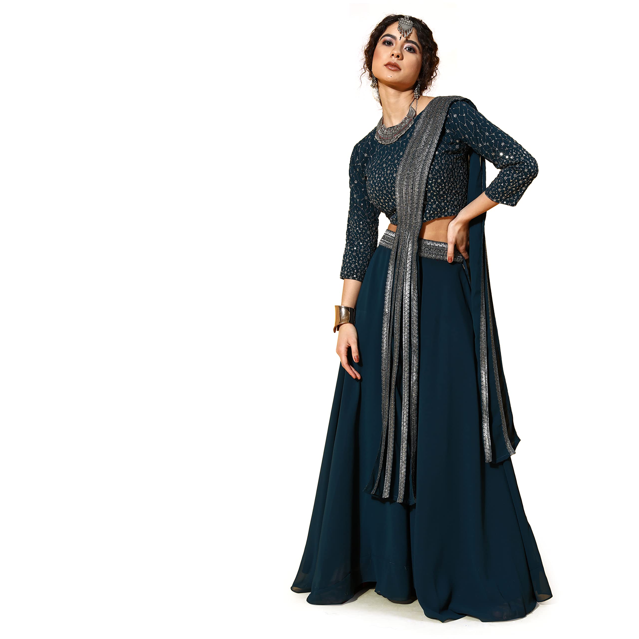 LYMI LABELLehenga Choli for Women - Georgette Zari dori Sequence Work Readymade Lehenga Choli with Attached Dupatta For Wedding, Traditional and Fusion Wear