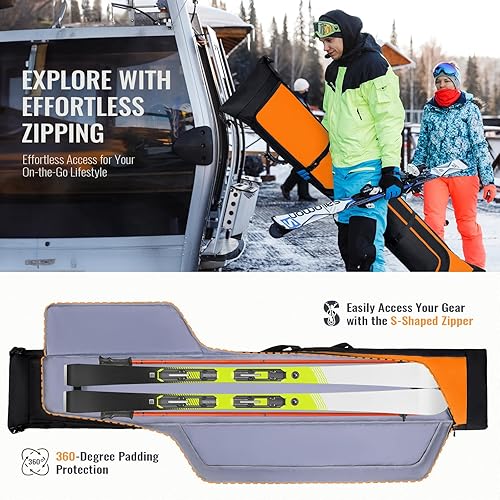 Miniatura 3 de Ski Bag and Boot Bag Combo, Padded Skis Bag for Air Travel, Safety Reinforce Ski Carrier Bag Fits for Skis Up to 200 CM and Boots Up To Size US13,