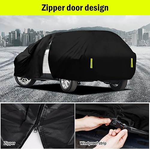 Miniatura 5 de Funda impermeable para automóvil SUV para todo tipo de clima, ajuste universal, cubierta exterior completa para exteriores, lluvia, sol, UV, nieve,