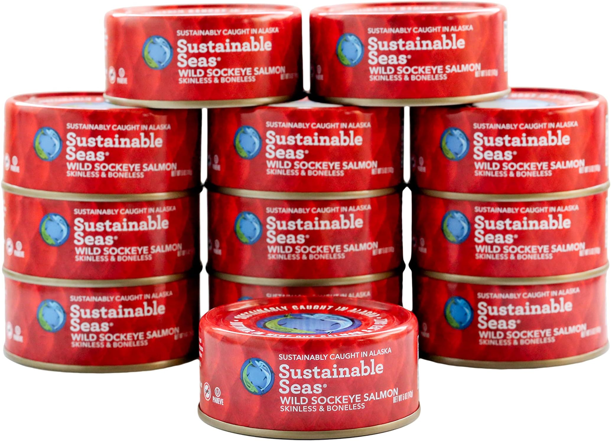 Sustainable Seas Wild Sockeye Salmon, Skinless & Boneless, 5 Oz, Pack Of 12, 5 Oz