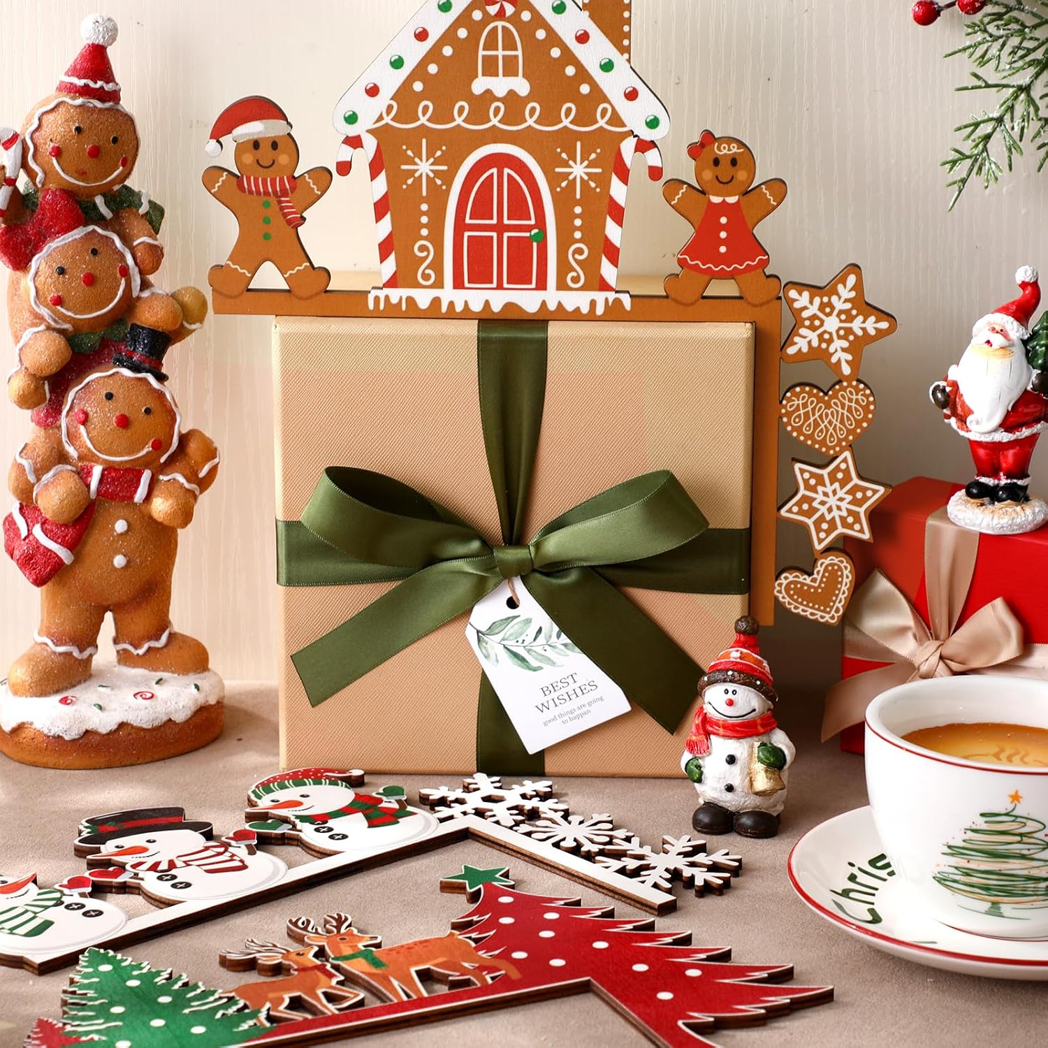 Qunclay 6 Pcs Christmas Door Corner Frame Decoration Christmas Door Topper image 3