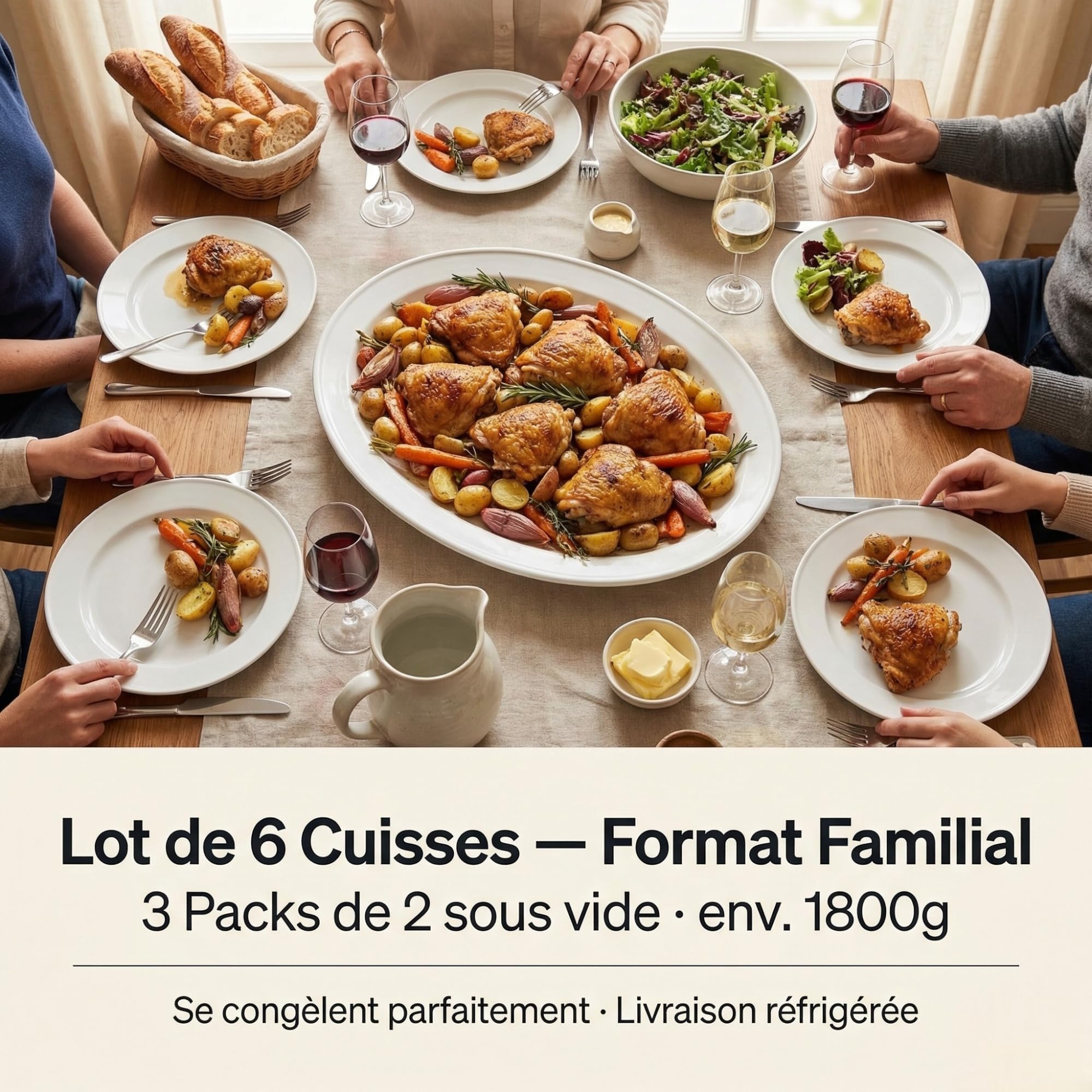 Lot de 6 Cuisses de poulet fermier 3x2 soit env 1800g