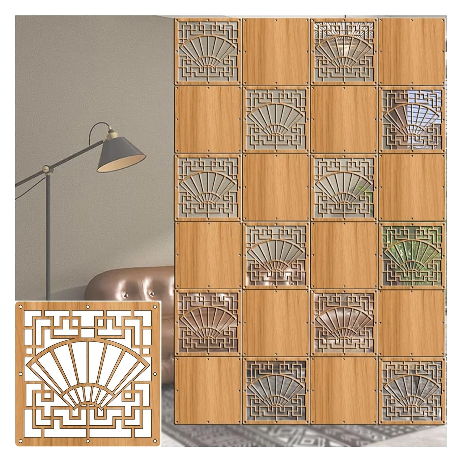 Paravento Pannelli divisori Separe divisorio Pannelli divisori sospesi per camera da letto Soggiorno, Pannelli divisori in legno-plastica fai-da-te con tutti gli accessori, Divisorio pieghevole per pa