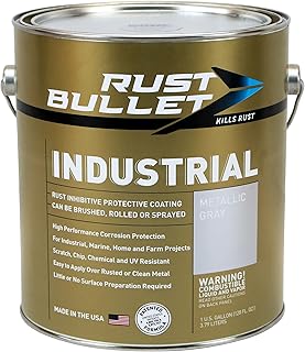 RUST BULLET Industrial - Metallic Gray - 1 Gallon - Rust Preventative Coating for Industrial, Marine, Home and Farm Projects, Chip and UV Resistant, Durable Finish