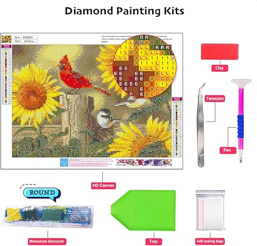 Miniatura 5 de PHANTASYART Kits de pintura de diamante de girasol para adultos y niños, pintura de diamante, kit de arte de diamante de girasol, pintura de