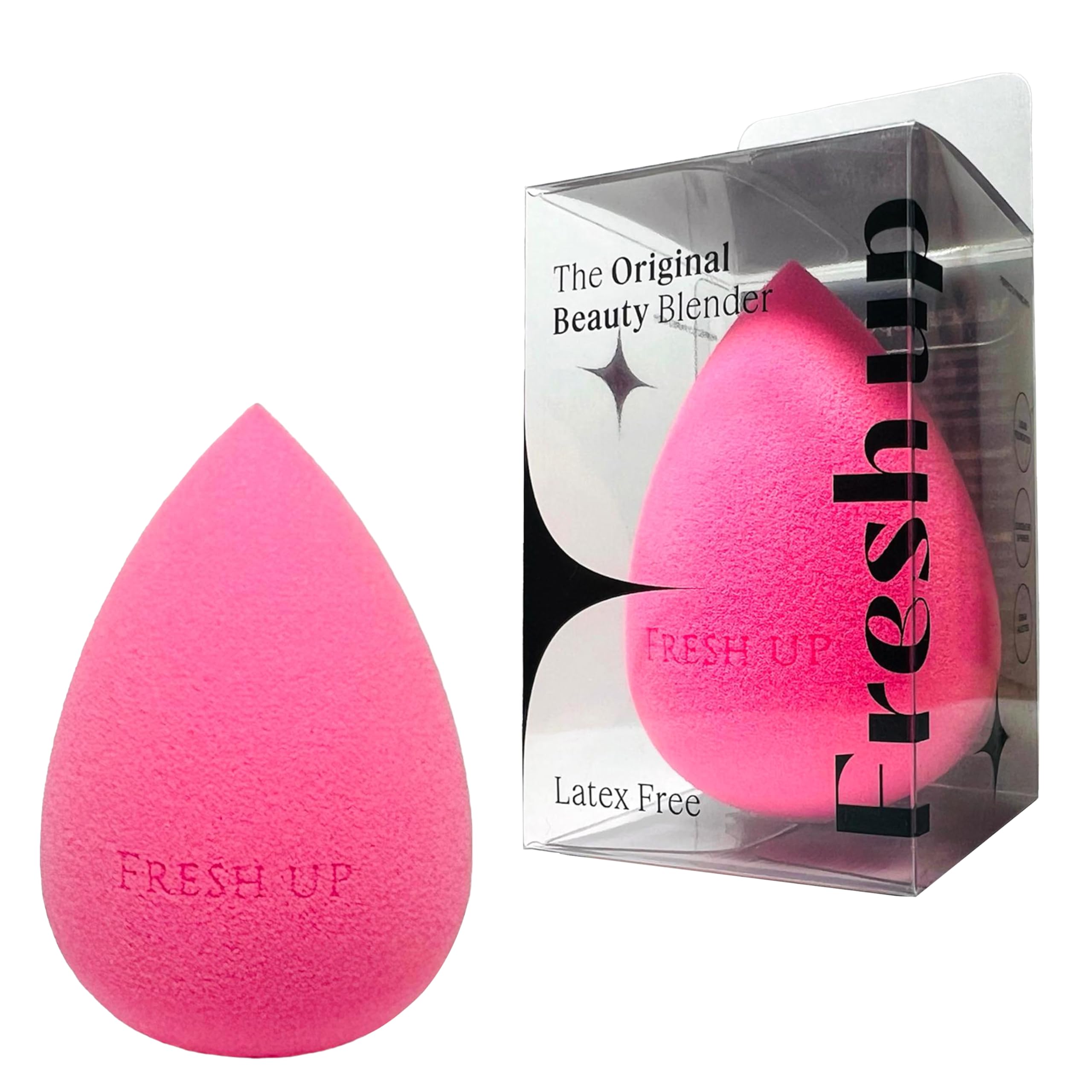 Fresh upOriginal-Pink - Beauty-Blender - Makeup-Sponge - Super-Soft - Foundation-Sponge, Powders, Blush Creams, Reusable, Washable, Streak Free Application, Vegan, Latex Free (Pack of 1)