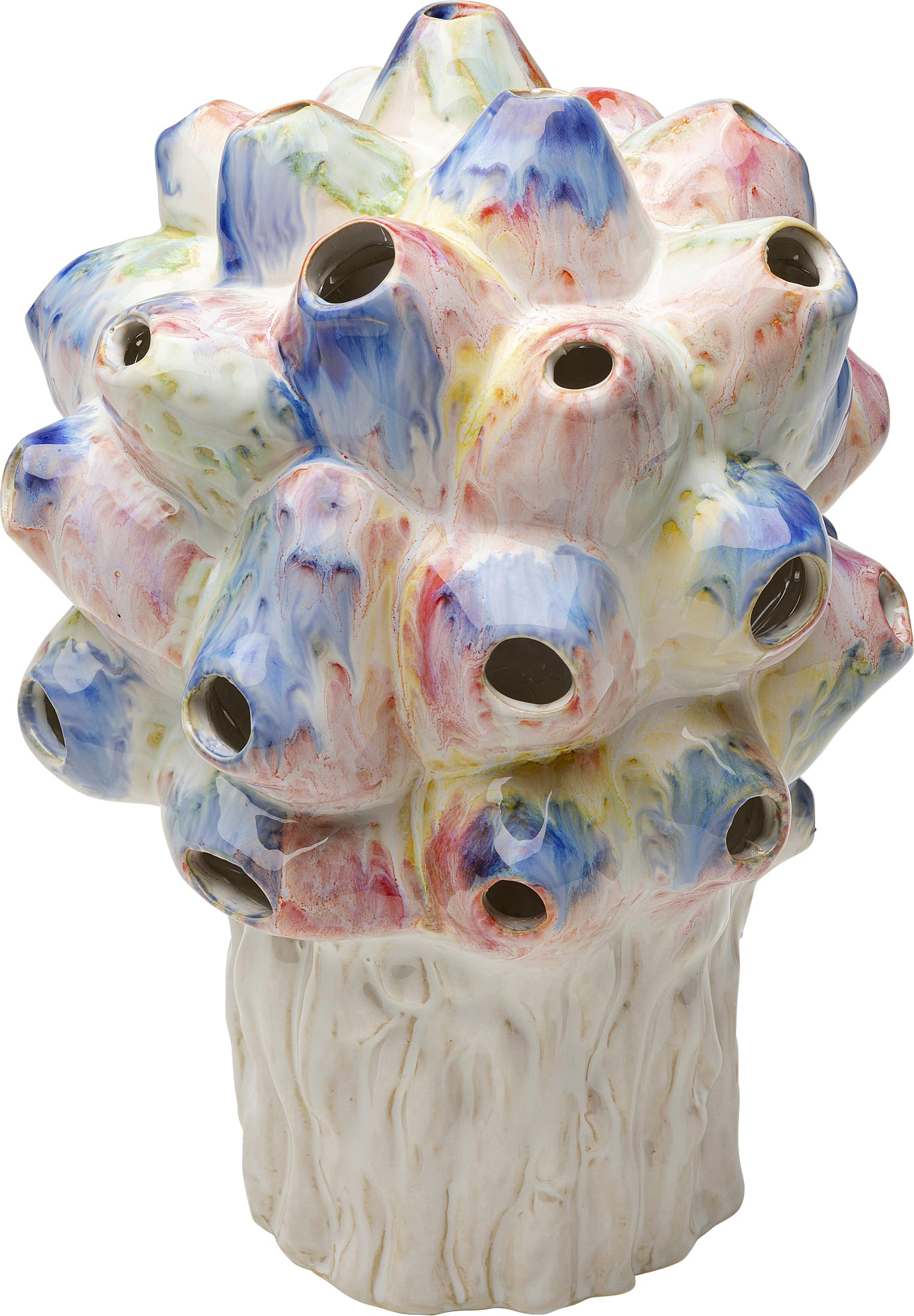 Kare Design Vase Collina Colore, Mehrfarbig, 33cm, Blumenvase für Pampasgras, Handgefertigt, Deko für Wohnzimmer, Esstisch, Regal, Flur, Unikat, Keramik, 33x23x23 cm (H/B/T)