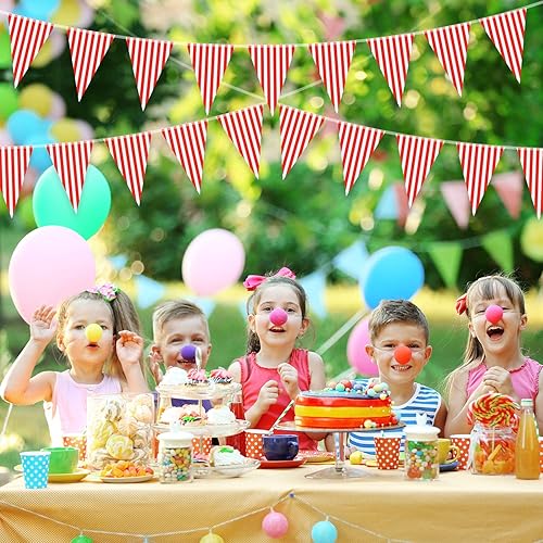 Miniatura 4 de Paquete de 5 suministros de decoración de fiesta de circo de carnaval, pancarta de carnaval de circo, banderín rojo y blanco, bandera triangular