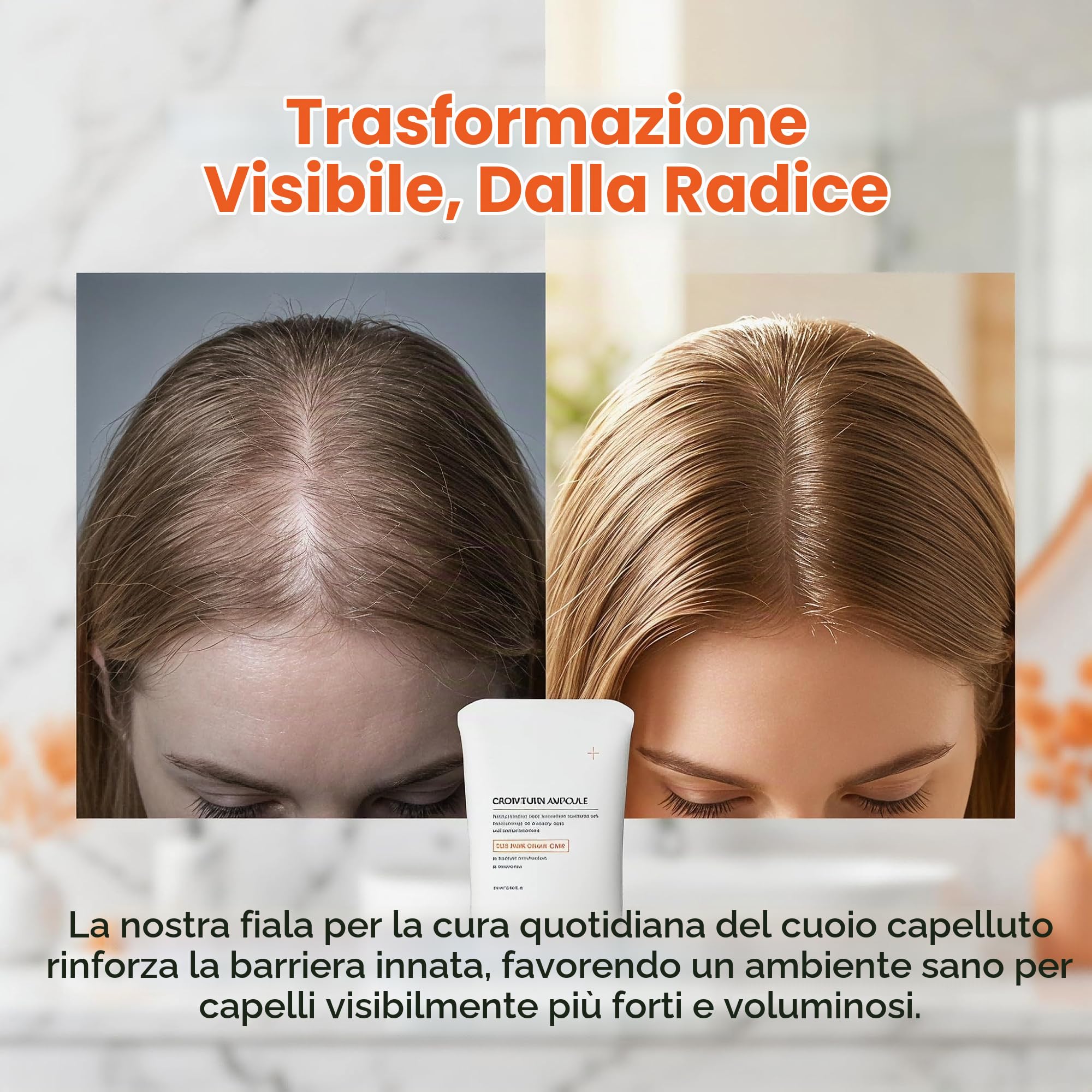 Siero per la crescita dei capelli e cura del cuoio capelluto con spazzola massaggiante integrata – Trattamento leggero, addensante e nutriente per donne e uomini (1PC)