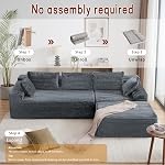 Korser 108" Sectional Couches for Living Room, Modular Sectional Sofa with L-Shape Chaise, Cloud Couch, Comfy Corduroy Fluffy Couch with Deep Seat and Side Pockets, No Assembly Required